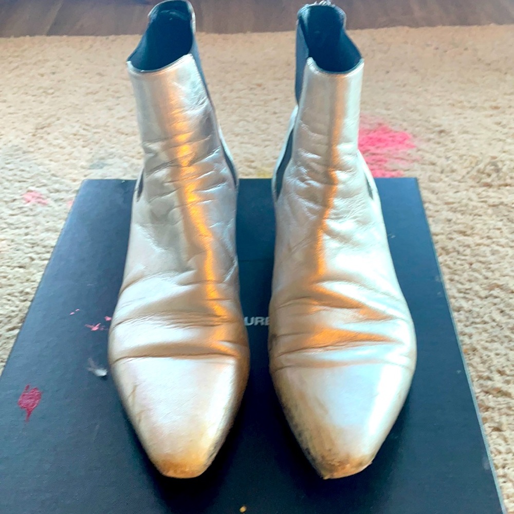 Saint Laurent Devon Chelsea Boot silver size 42 by Hedi Silmane